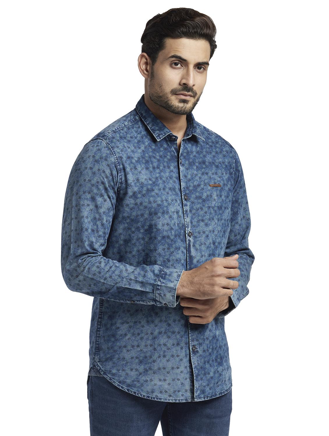 blue printed casual shirt - 18053078 -  Standard Image - 1
