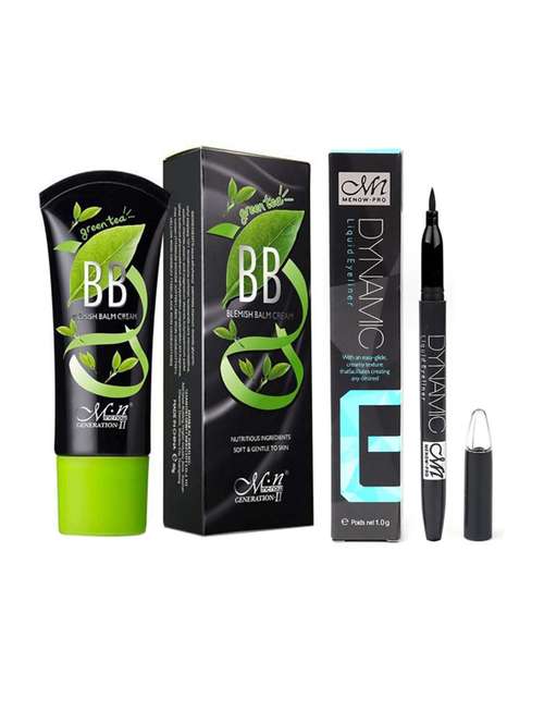 me-now pack of green tea blemish bb foundation cream (38ml) and dynamic liquid eyeliner pen - 18053187 -  Standard Image - 0