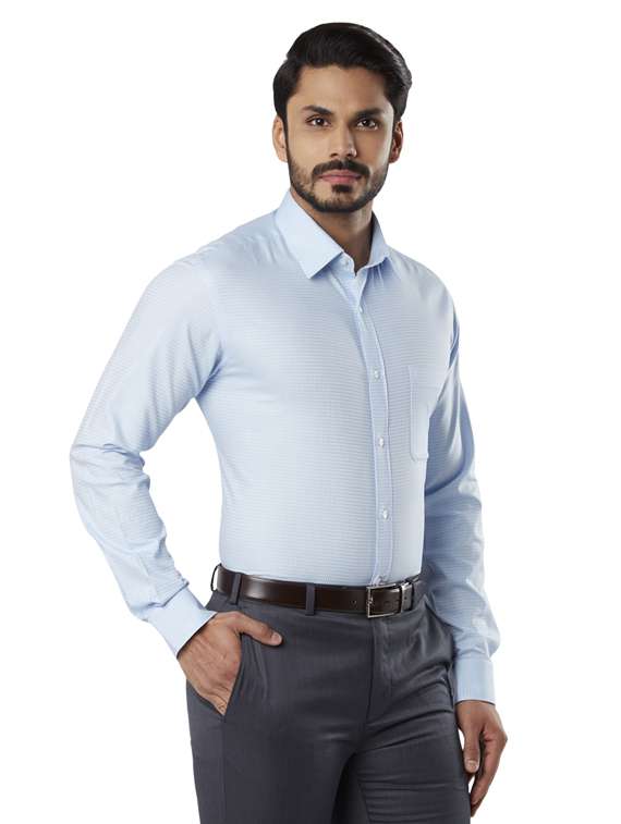 light blue printed formal shirt - 18053299 -  Standard Image - 1