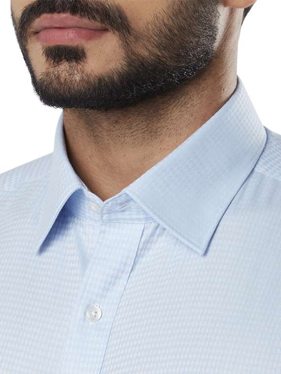 light blue printed formal shirt - 18053299 - Standard Image - 4