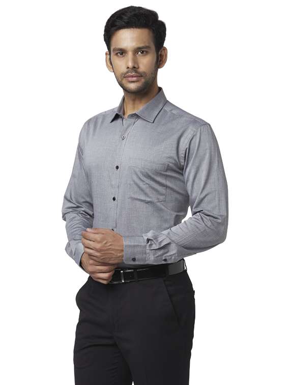 grey solid formal shirt - 18053336 - Standard Image - 1