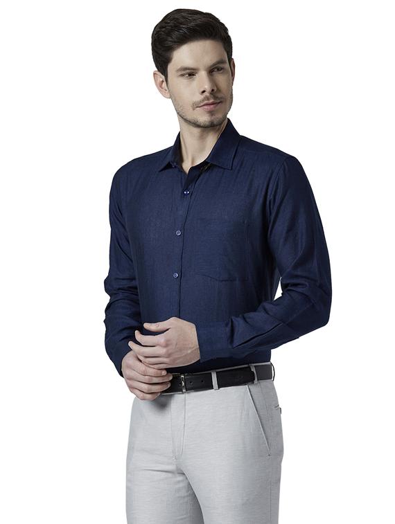 dark blue solid formal shirt - 18053425 - Standard Image - 1