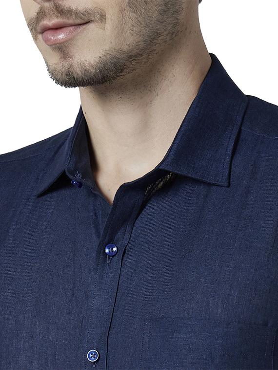 dark blue solid formal shirt - 18053425 - Standard Image - 4