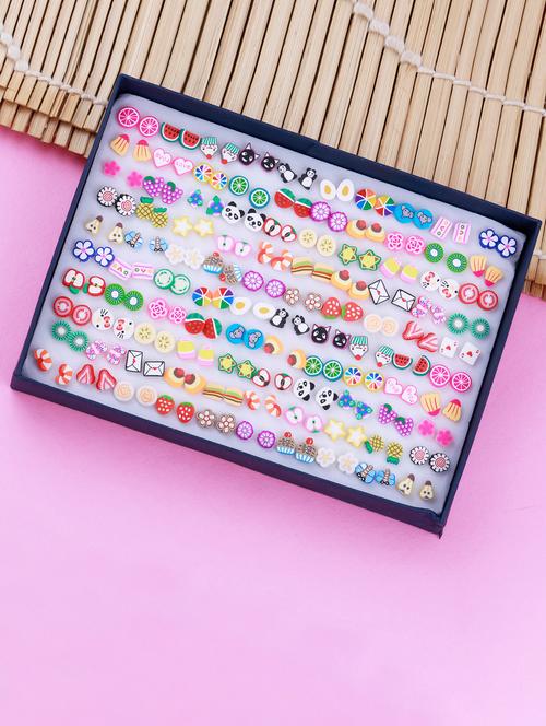 multi colored brass studs earring - 18053575 - Standard Image - 0