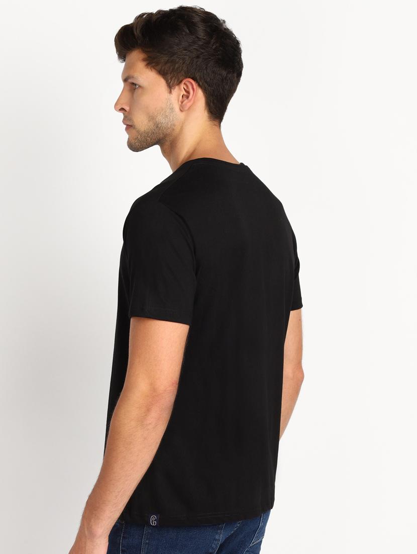 black v-neck solid t-shirt - 18053715 - Standard Image - 1