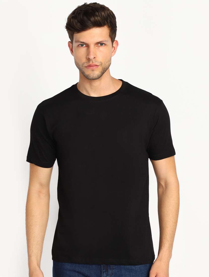 black round neck solid t-shirt 