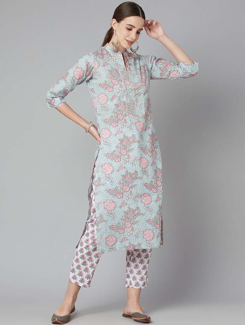 grey cotton kurta pant  set - 18054213 -  Standard Image - 1