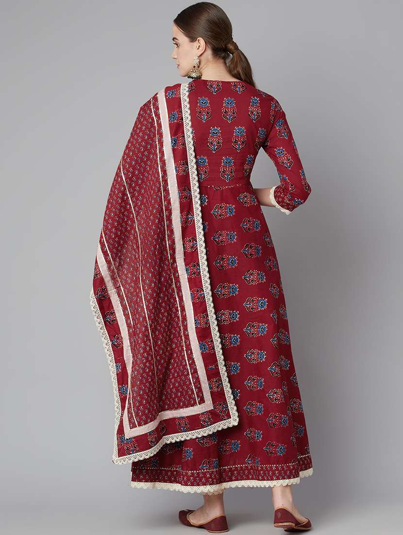 red cotton kurta pant  set - 18054215 -  Standard Image - 1