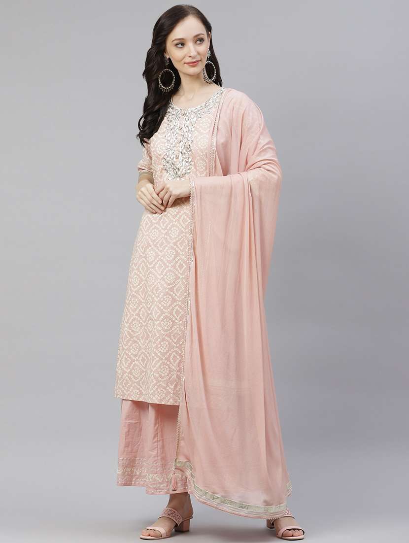 pink cotton kurta palazzo  set