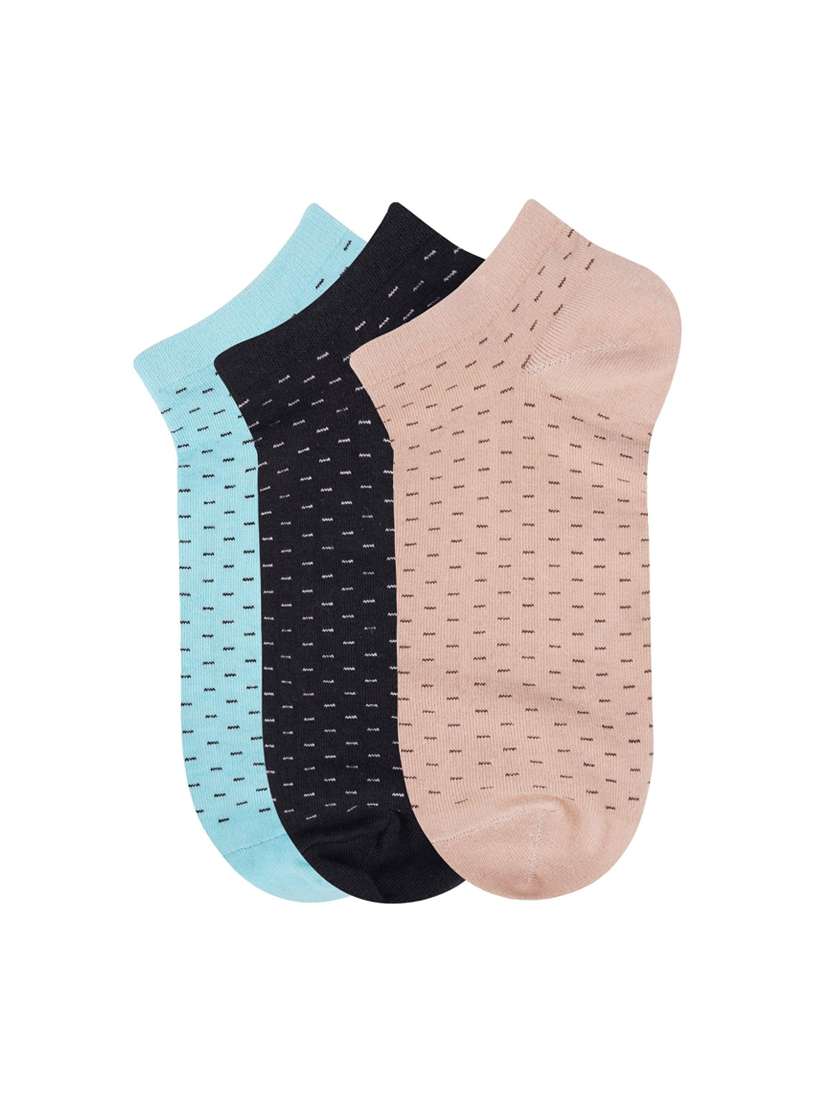 low ankle length dotted lines cotton socks (pack of 3) - 18054718 -  Standard Image - 1