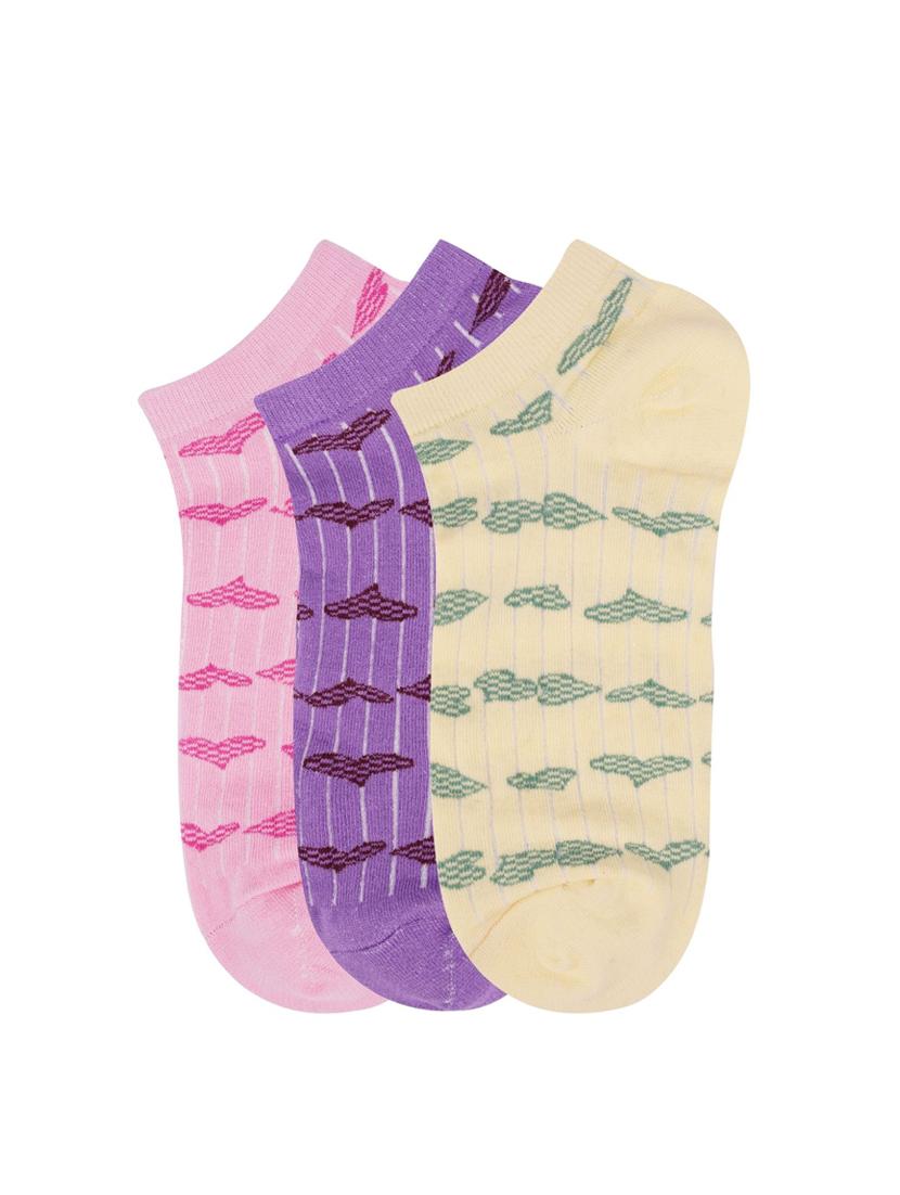low ankle length heart pattern cotton socks (pack of 3) - 18054723 - Standard Image - 1