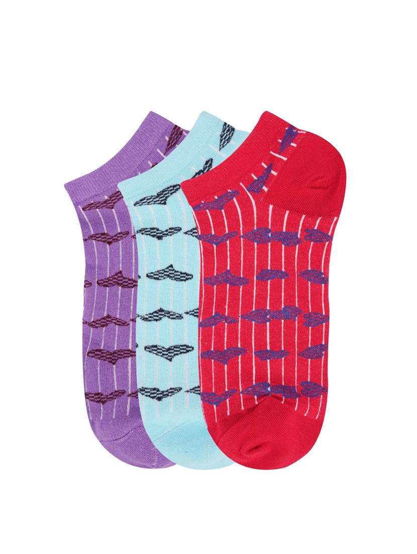 low ankle length heart pattern cotton socks (pack of 3) - 18054725 - Standard Image - 1