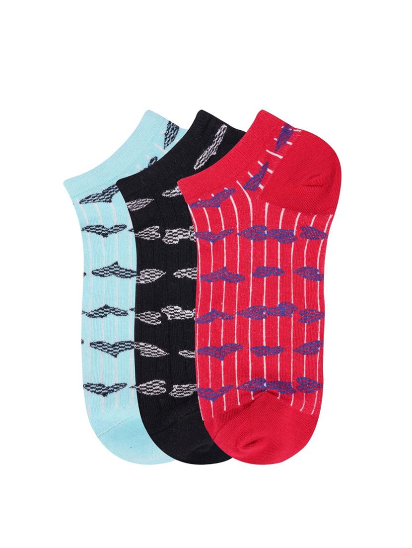 low ankle length heart pattern cotton socks (pack of 3) - 18054726 - Standard Image - 1