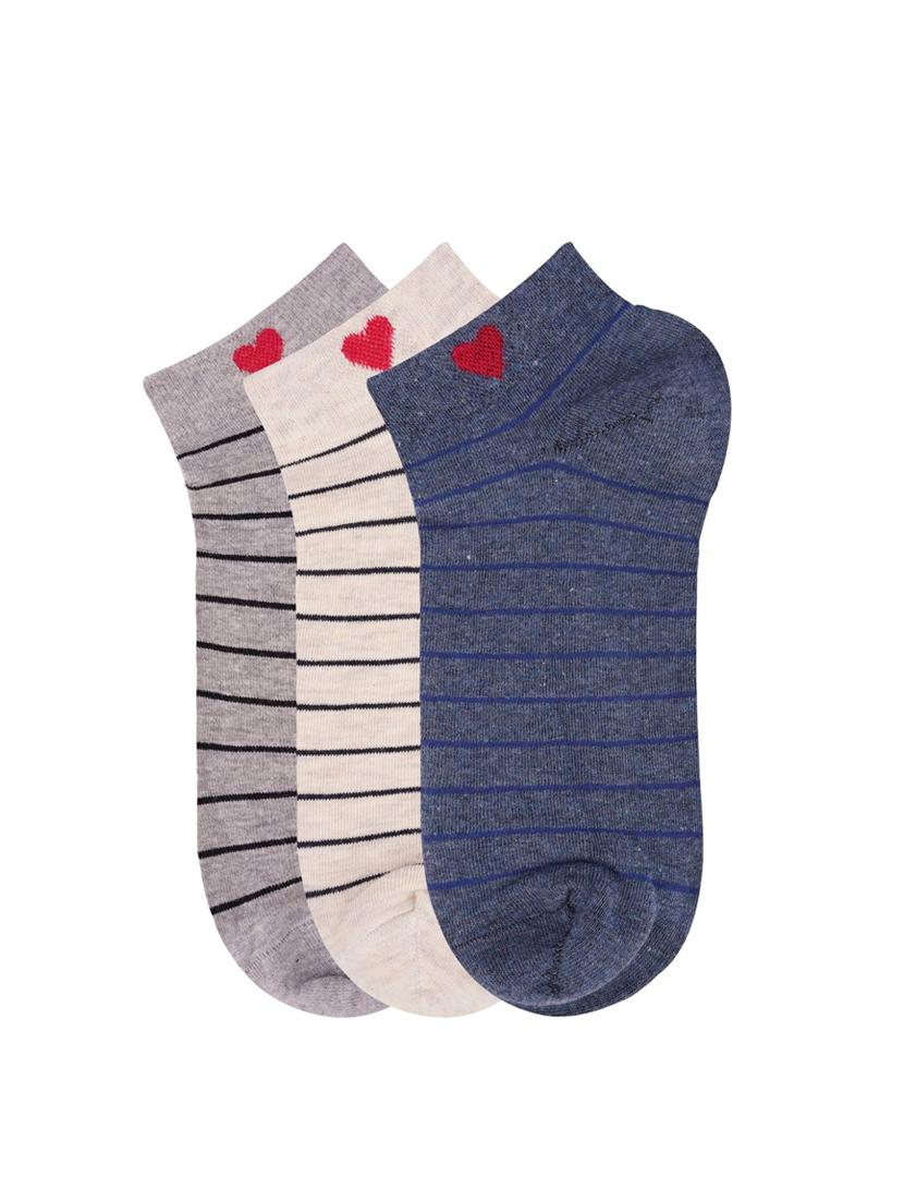 low ankle length stripes pattern cotton socks (pack of 3) - 18054729 - Standard Image - 1