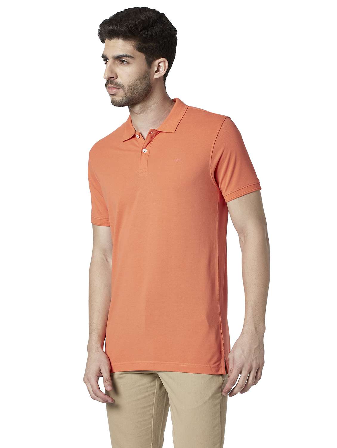 orange solid polo t-shirt - 18055013 - Standard Image - 1
