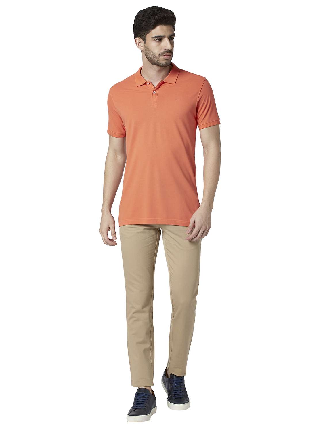 orange solid polo t-shirt - 18055013 - Standard Image - 4