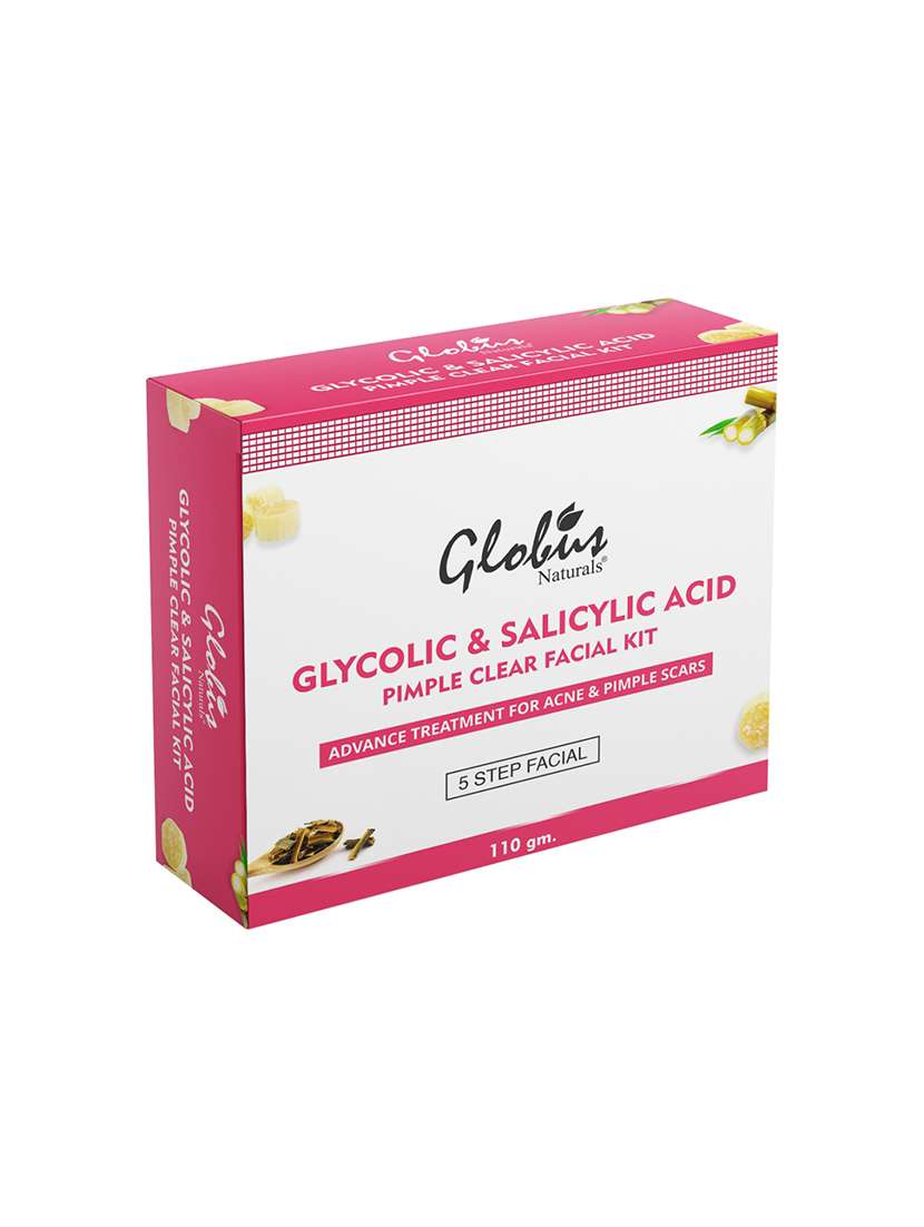 globus naturals pimple clear glycolic acid facial kit for anti- acne|dark spots|beautiful & glowing skin 110 gm