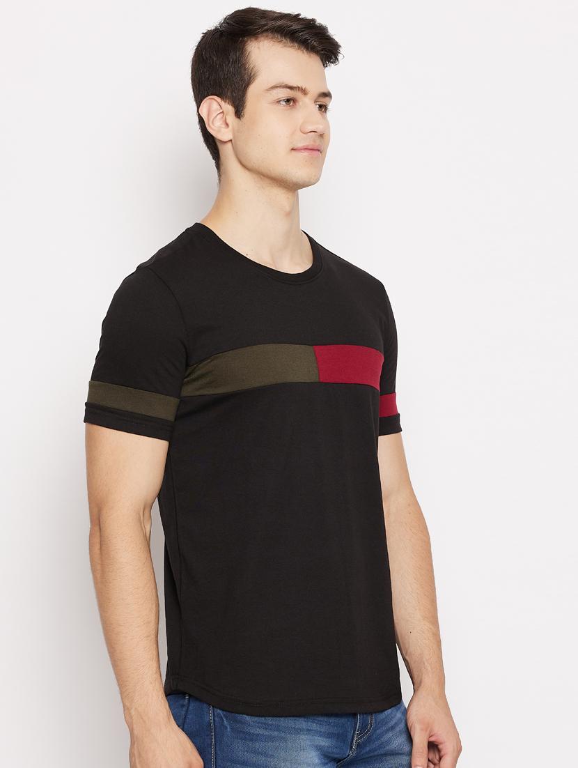 black color block t-shirt - 18056221 - Standard Image - 1