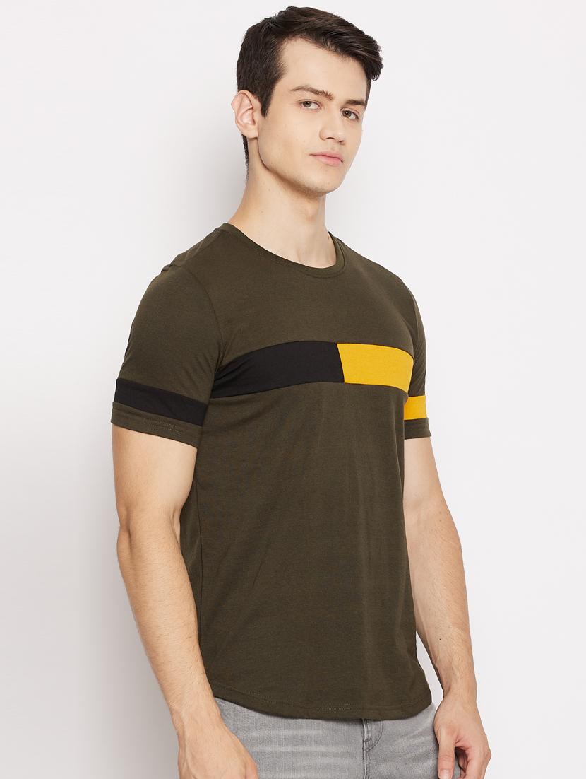 olive color block t-shirt - 18056223 - Standard Image - 1