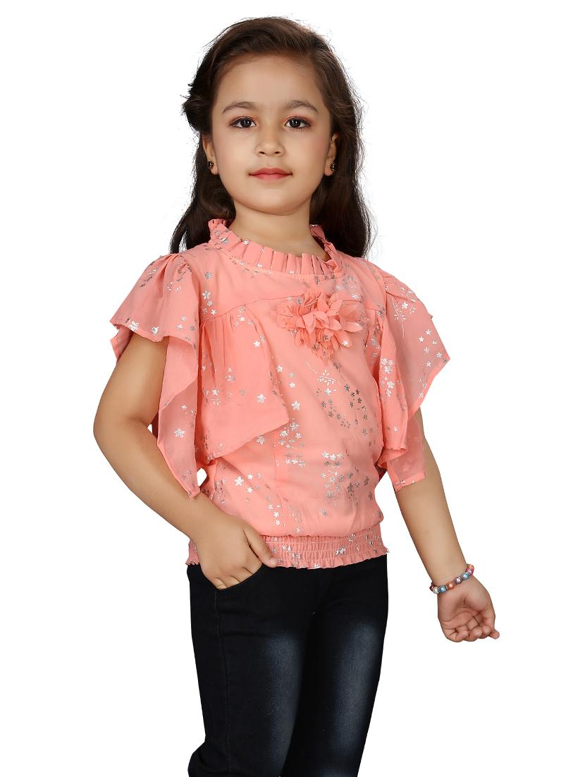frill detail foil print top  - 18057095 -  Standard Image - 1