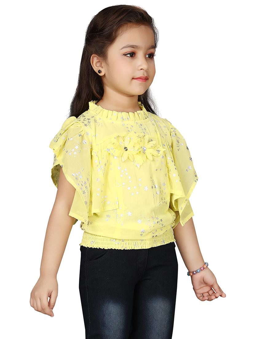frill detail foil print top - 18057096 - Standard Image - 1