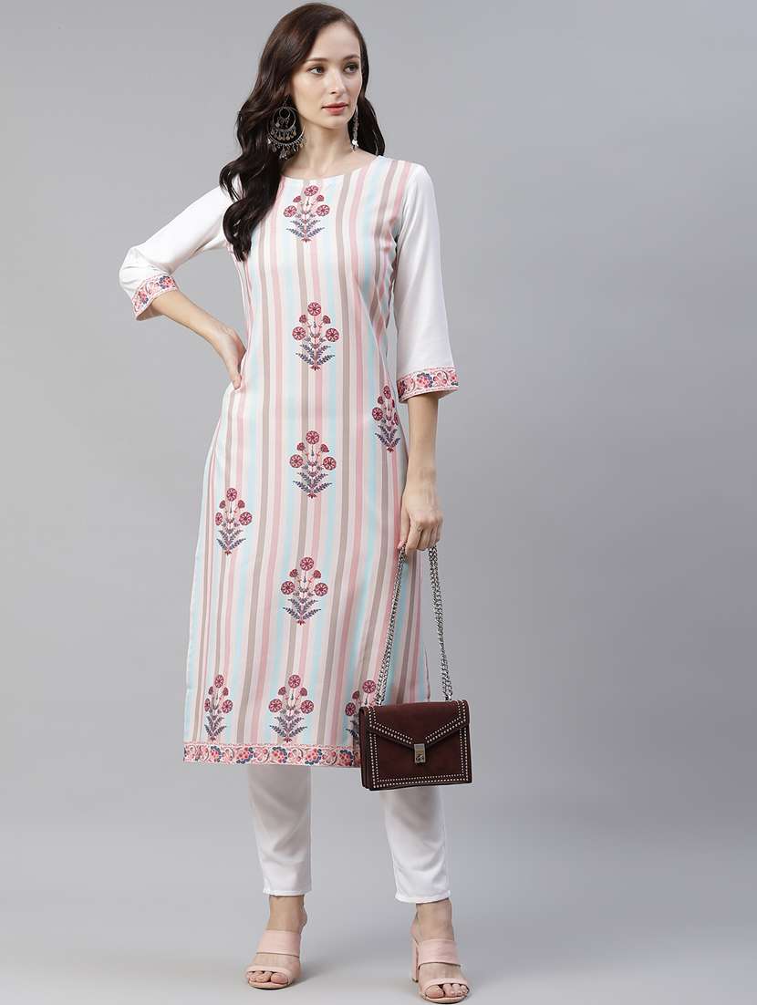 cream rayon straight kurta
