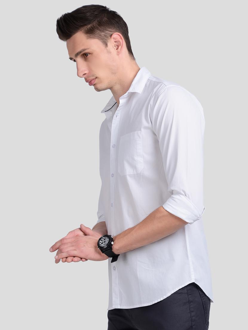 white solid casual shirt - 18058673 - Standard Image - 1