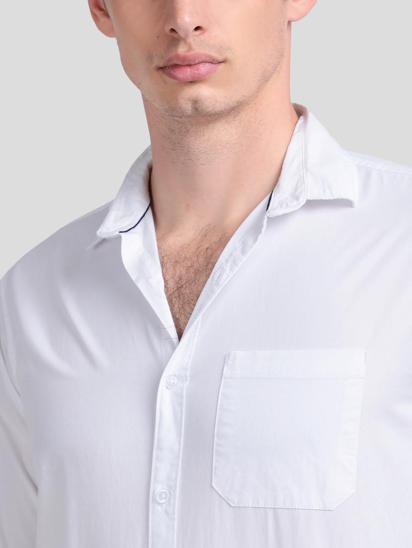 white solid casual shirt - 18058673 - Standard Image - 4