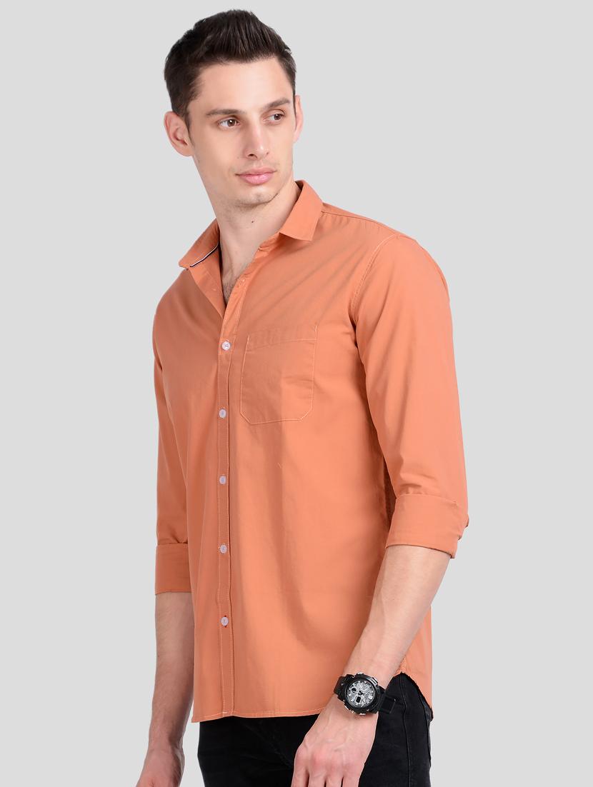 orange solid casual shirt - 18058680 - Standard Image - 1