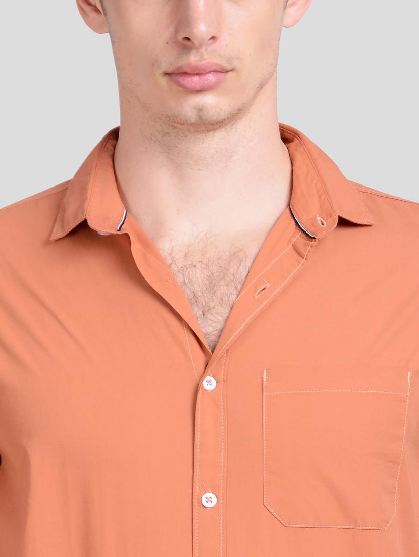 orange solid casual shirt - 18058680 - Standard Image - 4
