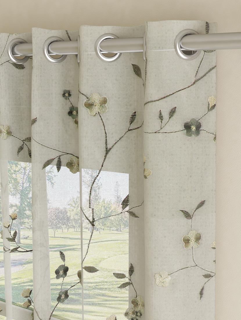 gm 7 feet floral grommet single sheer door curtain panel - 18058702 -  Standard Image - 1
