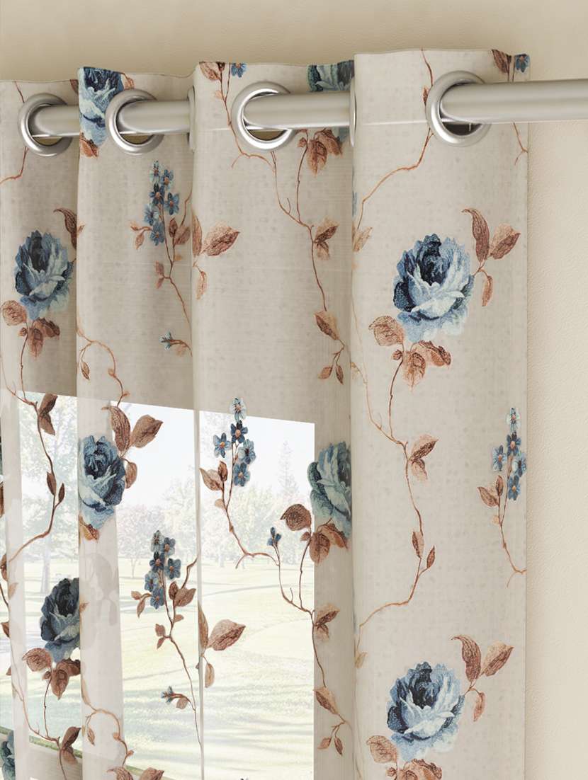 gm 7 feet floral grommet single sheer door curtain panel - 18058713 -  Standard Image - 1