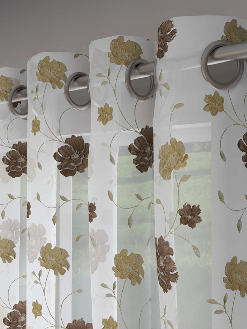 gm 7 feet floral grommet sheer door curtain panel (set of 2) - 18058720 -  Standard Image - 1
