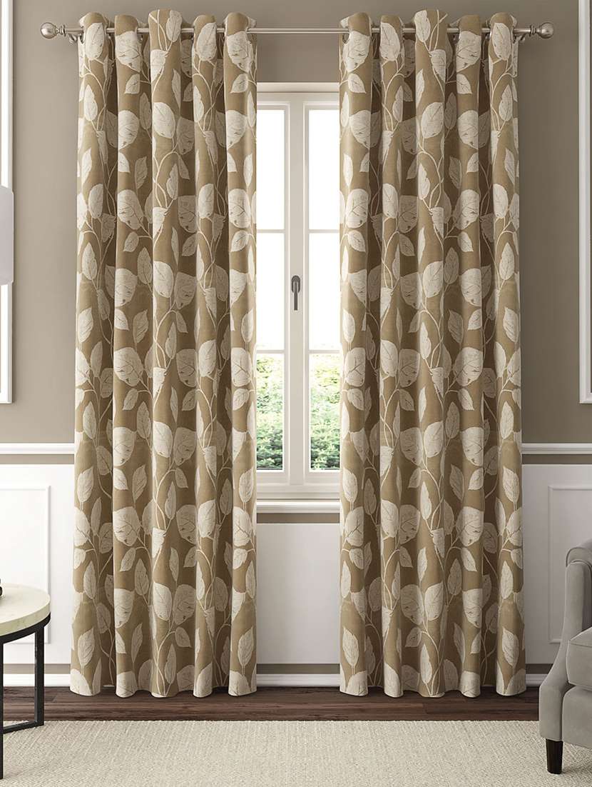 gm 7 feet floral grommet semi-sheer door curtain panel (set of 2)