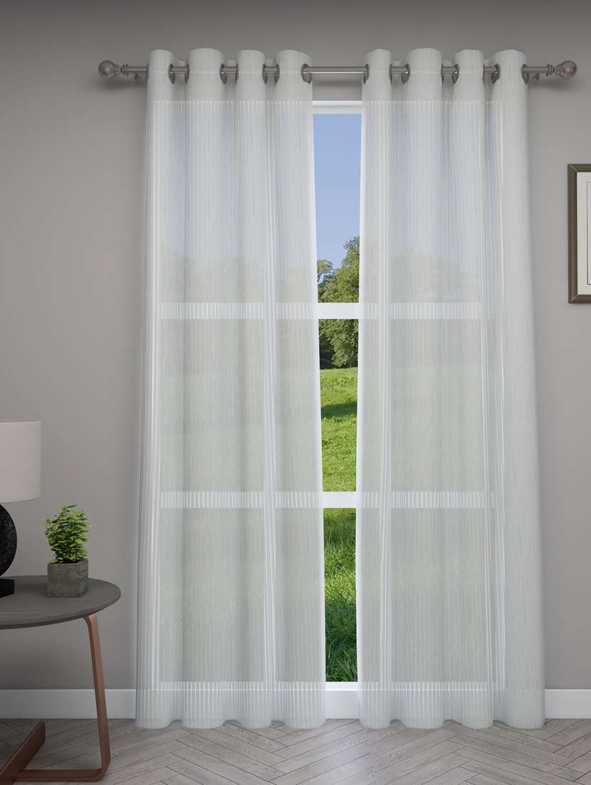 gm 7 feet striped grommet sheer door curtain panel (set of 2) - 18058771 - Zoom Image - 0