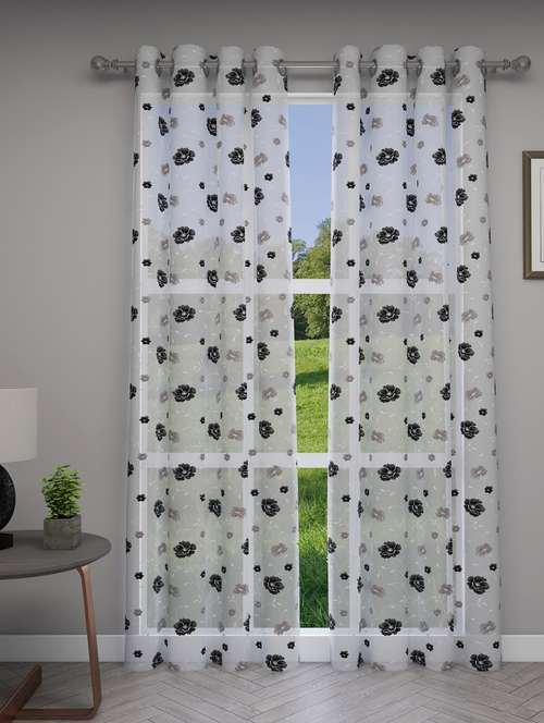 gm 7 feet floral grommet sheer door curtain panel (set of 2) - 18058796 - Standard Image - 0