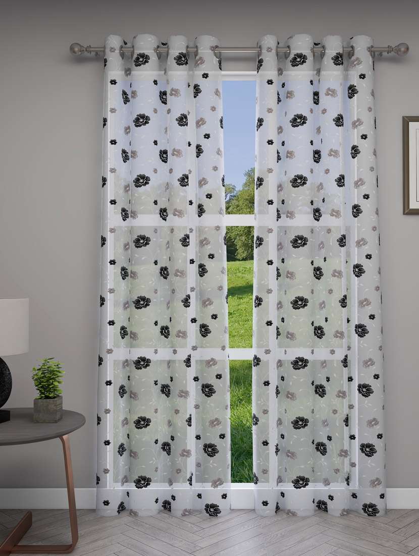 gm 7 feet floral grommet sheer door curtain panel (set of 2) - 18058796 - Zoom Image - 0