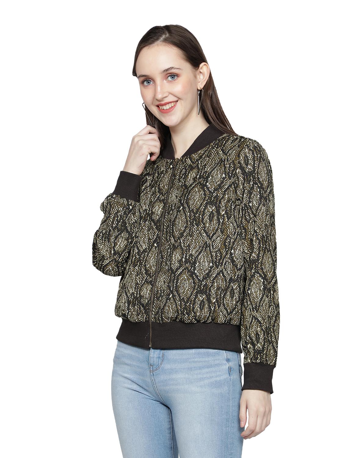 mandarin neck printed jacket - 18058812 - Standard Image - 1