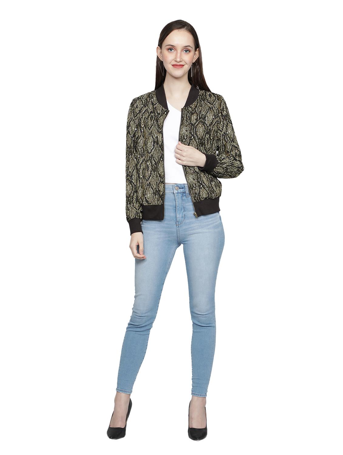 mandarin neck printed jacket - 18058812 - Standard Image - 4