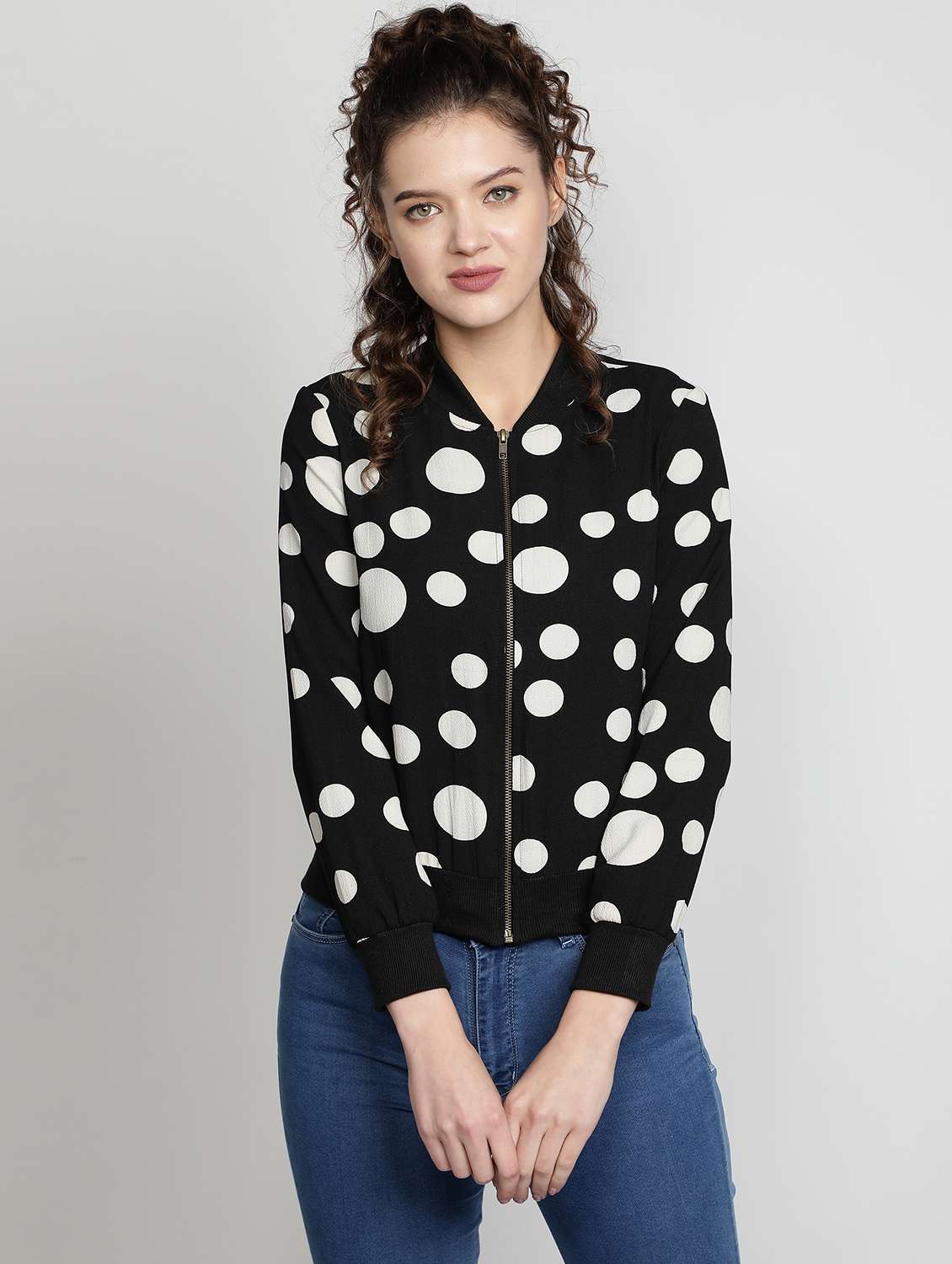 mandarin neck printed jacket