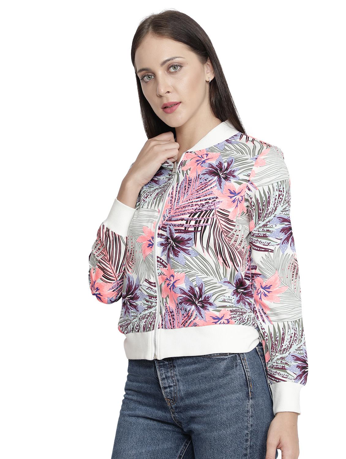 mandarin neck printed jacket - 18058817 - Standard Image - 1