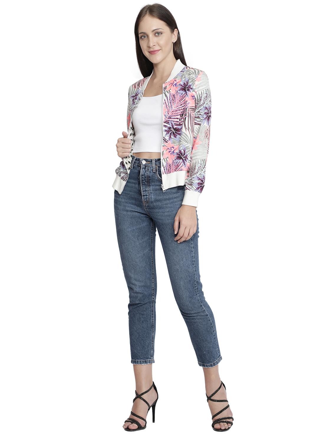 mandarin neck printed jacket - 18058817 - Standard Image - 4