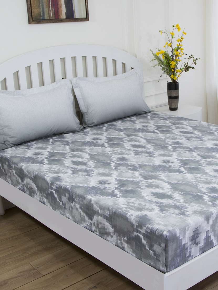 gm abstract 180 tc 100% cotton digital print brown double bedsheet with 2 pillow covers