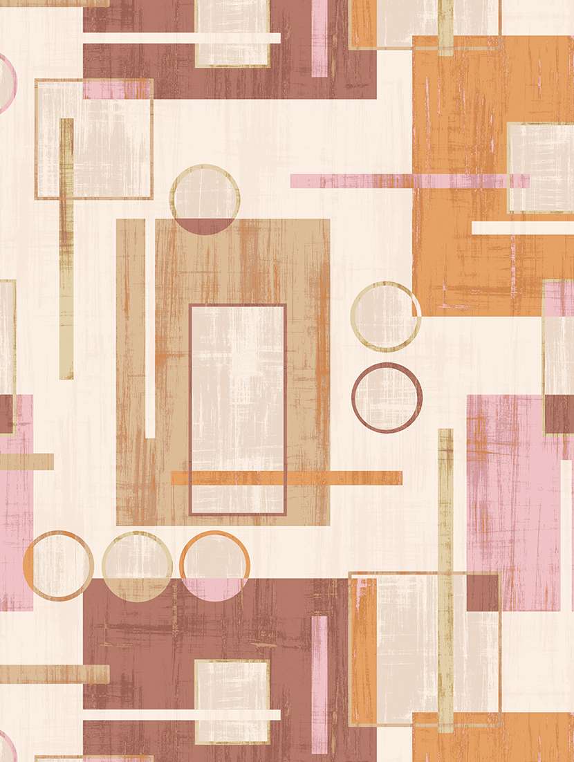 gm geometric 144 tc 100% cotton digital print orange & purple double bedsheet with 2 pillow covers - 18058888 -  Standard Image - 1