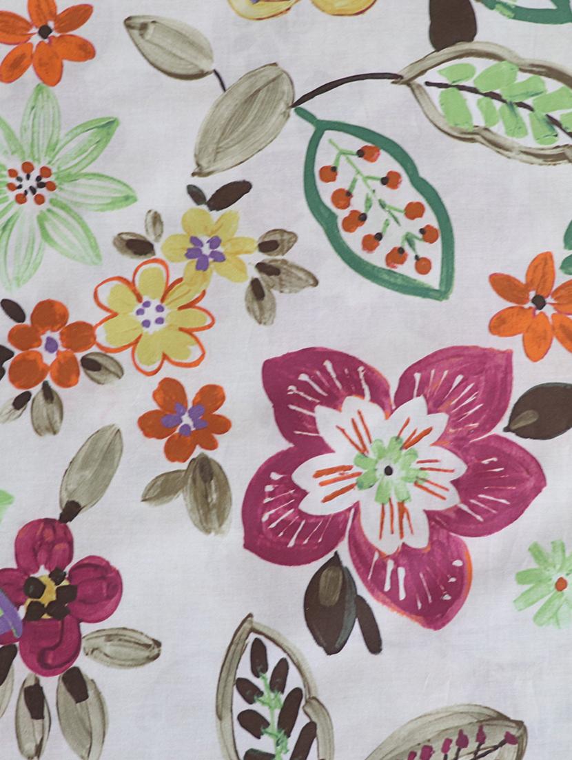 gm floral 150 tc 100% cotton digital print white, beige & multi color double bedsheet with 2 pillow covers - 18059000 -  Standard Image - 1