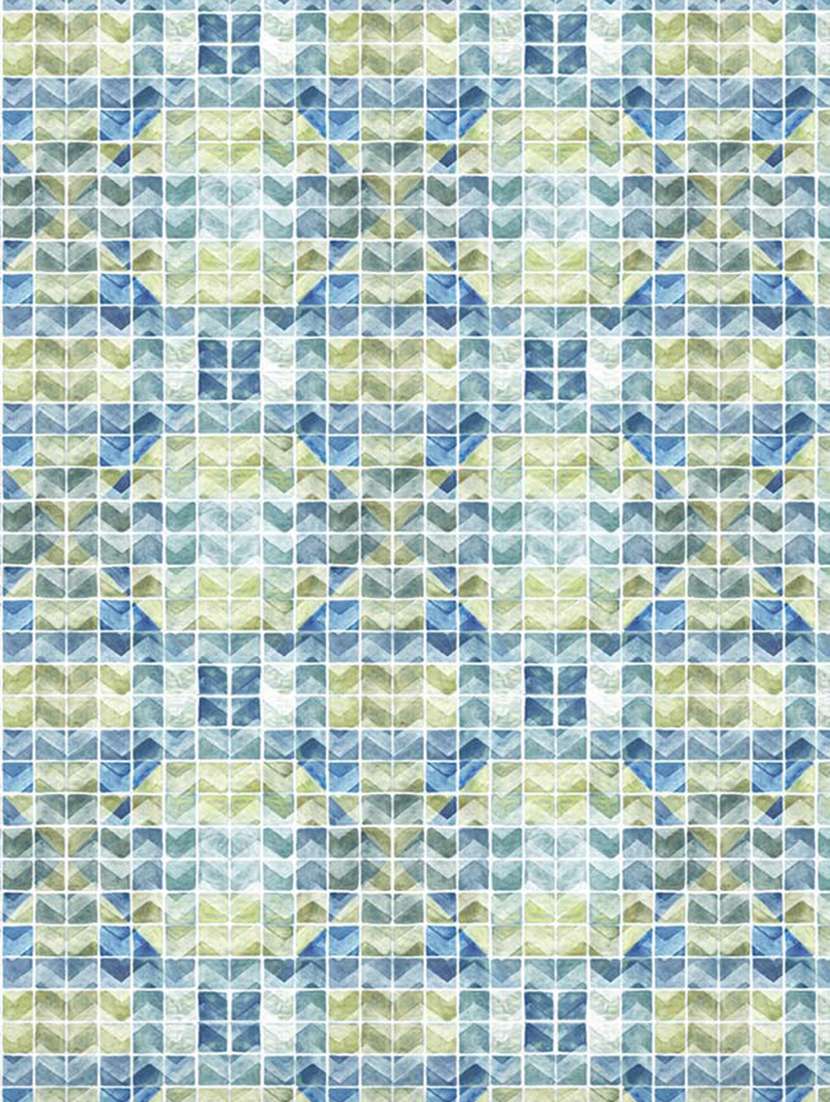 gm geometric 150 tc 100% cotton digital print turquoise blue double bedsheet with 2 pillow covers - 18059027 -  Standard Image - 1