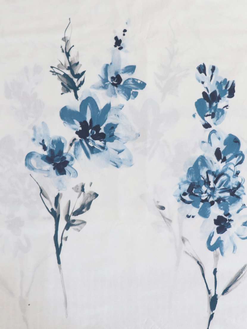 gm floral 180 tc 100% cotton digital print white & blue double bedsheet with 2 pillow covers - 18059037 -  Standard Image - 1