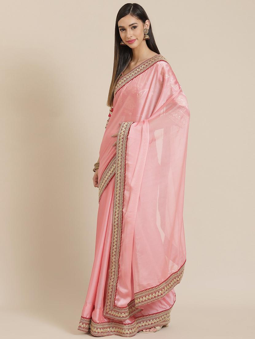 women solid with bordered saree with blouse - 18061705 -  Zoom Image - 0