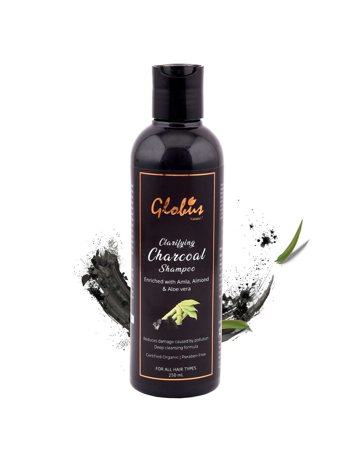 globus naturals clarifying charcoal shampoo 250 ml