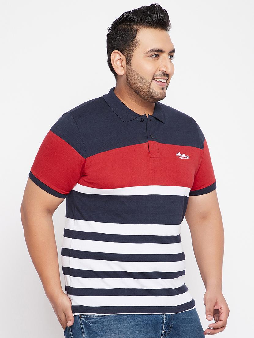 navy blue color-blocked polo-t-shirt - 18065530 -  Standard Image - 1